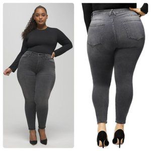 Good American Good Waist Faded Black Crop Skinny Leg Jeans (22)